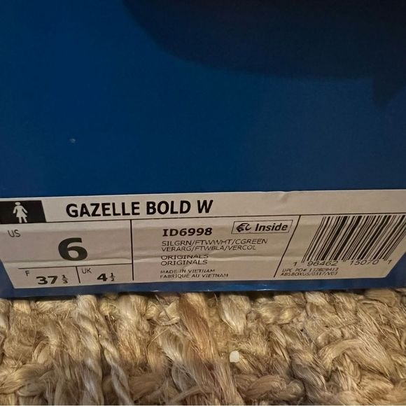 NWT Adidas Gazelle Bold Platform Gum Sole Shoes Silver Green Women’s Size 6 - Picture 14 of 14